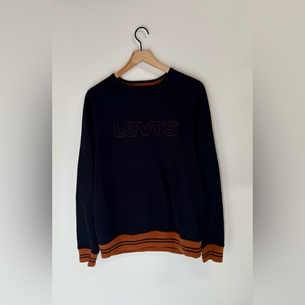 Levi's Black Sweatshirt with Rust Sport Striped Rib